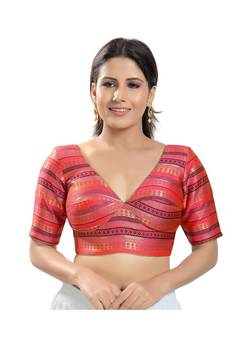Women's Brocade Padded Saree Blouse