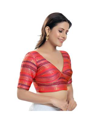 Women's Brocade Padded Saree Blouse 2