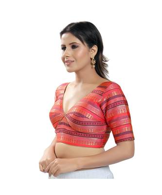 Women's Brocade Padded Saree Blouse 3