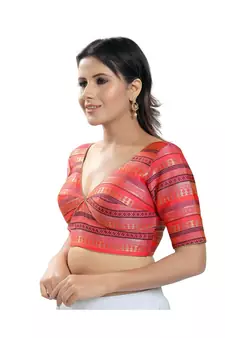 Women's Brocade Padded Saree Blouse