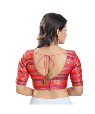 Women's Brocade Padded Saree Blouse 4