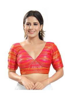 Women's Brocade Padded Saree Blouse