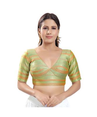 Women's Brocade Padded Saree Blouse 1