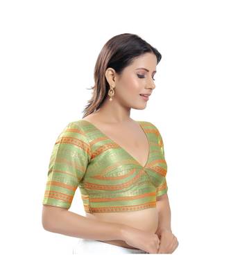 Women's Brocade Padded Saree Blouse 3
