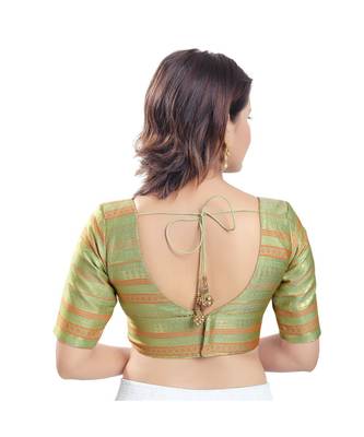 Women's Brocade Padded Saree Blouse 4