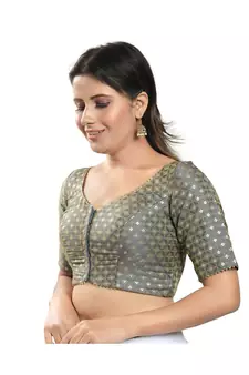 Women's Brocade Padded Saree Blouse