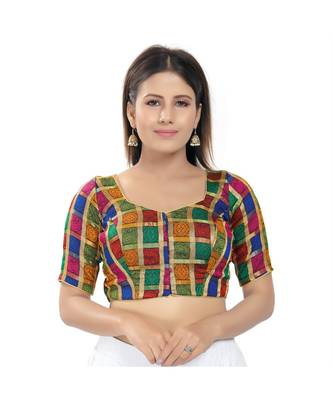 Muhenera Women's Brocade Padded Saree Blouse 1