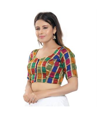 Muhenera Women's Brocade Padded Saree Blouse 2