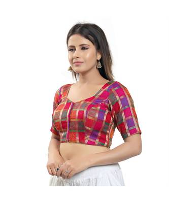 Women's Brocade Padded Saree Blouse 2