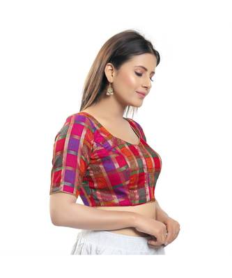 Women's Brocade Padded Saree Blouse 3