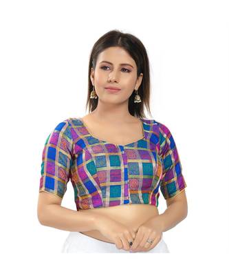 Women's Brocade Padded Saree Blouse 1