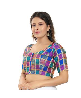 Women's Brocade Padded Saree Blouse 2