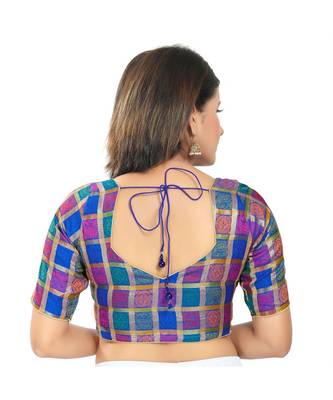 Women's Brocade Padded Saree Blouse 4