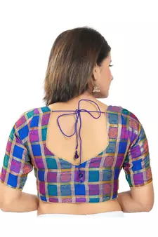 Women's Brocade Padded Saree Blouse