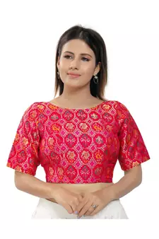 Women's Brocade Padded Saree Blouse