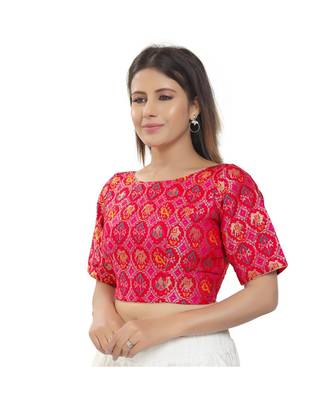 Women's Brocade Padded Saree Blouse 2