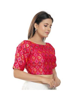 Women's Brocade Padded Saree Blouse 3