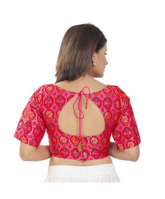 Women's Brocade Padded Saree Blouse 4