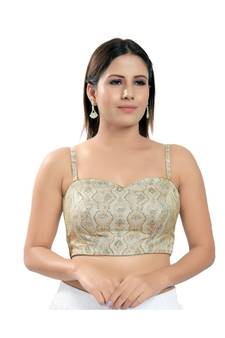 Women's Brocade Padded Saree Blouse