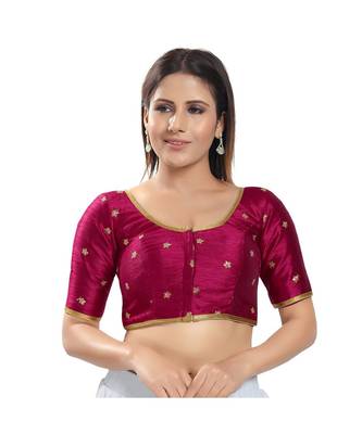 Muhenera Women's Silk Padded Saree Blouse 1
