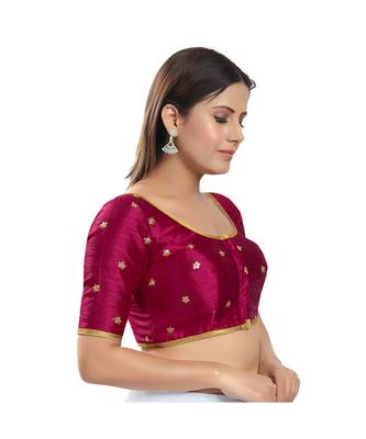 Muhenera Women's Silk Padded Saree Blouse 3