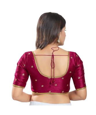 Muhenera Women's Silk Padded Saree Blouse 4