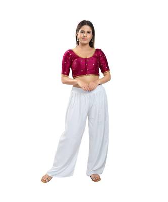 Muhenera Women's Silk Padded Saree Blouse 5