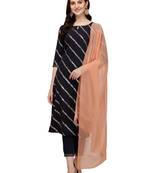 Navy-blue printed crepe party-wear-kurtis