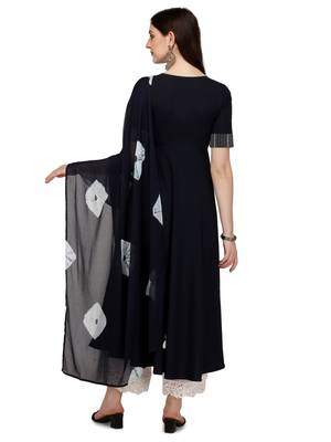 Navy-blue printed crepe kurtas-and-kurtis 2