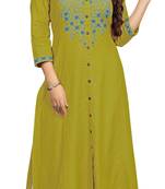 Trendmalls Green embroidered cotton cotton Festive Casual Premium Kurtis