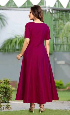 Trendmalls Purple Embroidered Work Kurti for Women 2