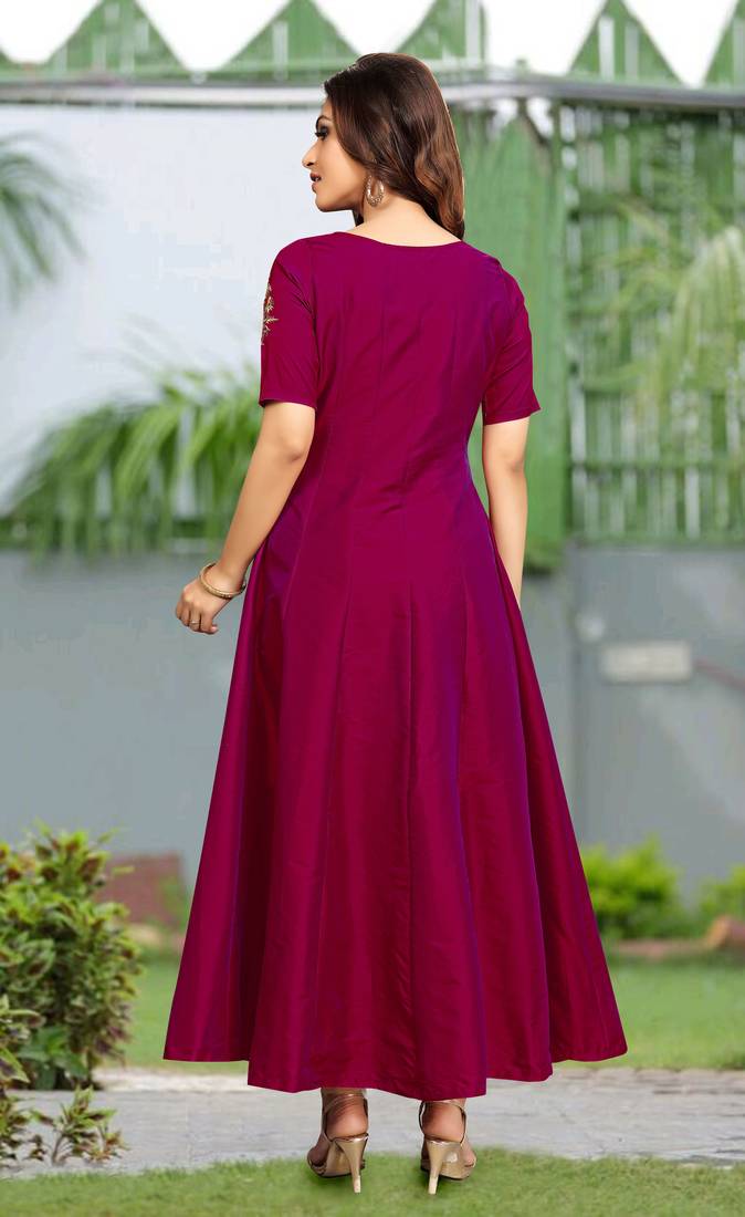Purple Embroidered Work Kurti for Women