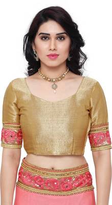 Pink and Beige Chinon and Net Embriodered Half-Half Saree With Blouse Piece. 4