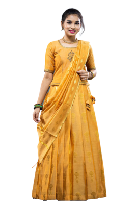 Shivangi Girls Sandle Floral Feather Langa with Dupatta 1
