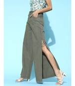 Olive Side Chain Slit Jeans