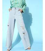 Ice Blue Ripped Distress Straight Jeans