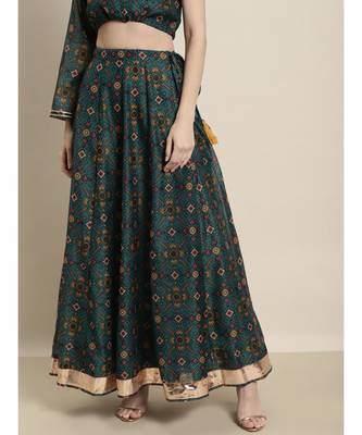 Teal Patola Anarkali Skirt 1