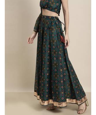 Teal Patola Anarkali Skirt 2