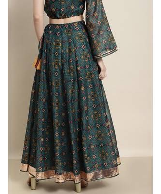Teal Patola Anarkali Skirt 3