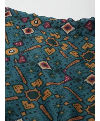 Teal Patola Anarkali Skirt 5