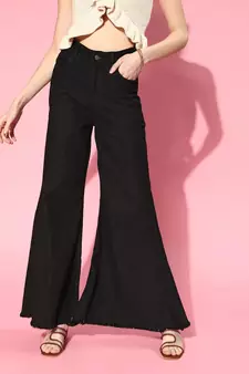 Black Wide Leg Flared Jeans