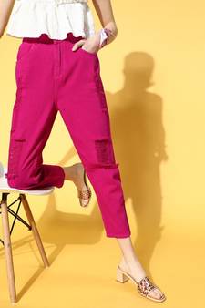 Fuchsia Heavy Distressed Jeans