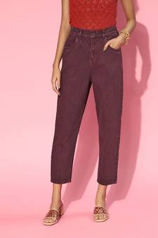 Burgundy High Waist Mom Fit Jeans
