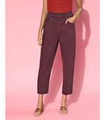 Burgundy High Waist Mom Fit Jeans