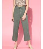 Grey Double Button Straight Jeans