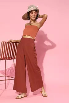 Maroon Wide Leg Pants