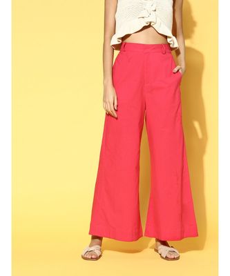 Fuchsia Wide Leg Pants - SASSAFRAS 