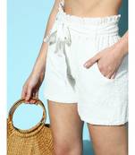 White PaperBag Waist Belted Shorts