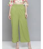 Green Smocked Waist Wide Leg Pants