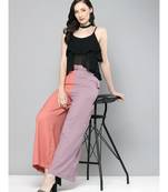 Pink & Lavender ColourBlock Belted Wide Leg Pants